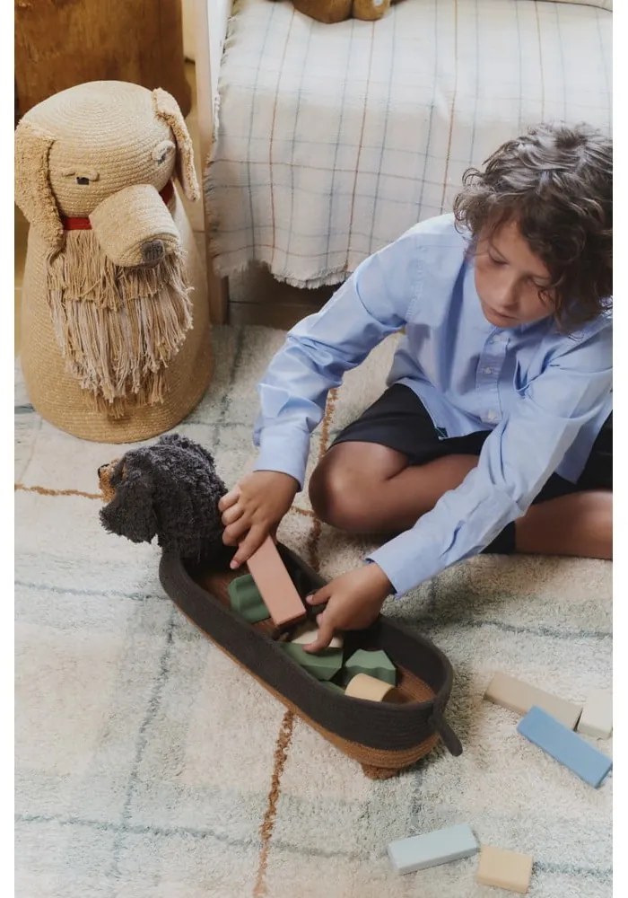 Tmavohnedý látkový detský kôš na hračky 59x16x23 cm Sparky – Lorena Canals