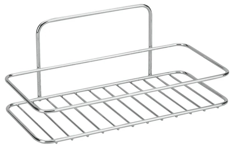 Závesná oceľová kúpeľňová polička bez vŕtania v lesklo striebornej farbe Luxy – Metaltex