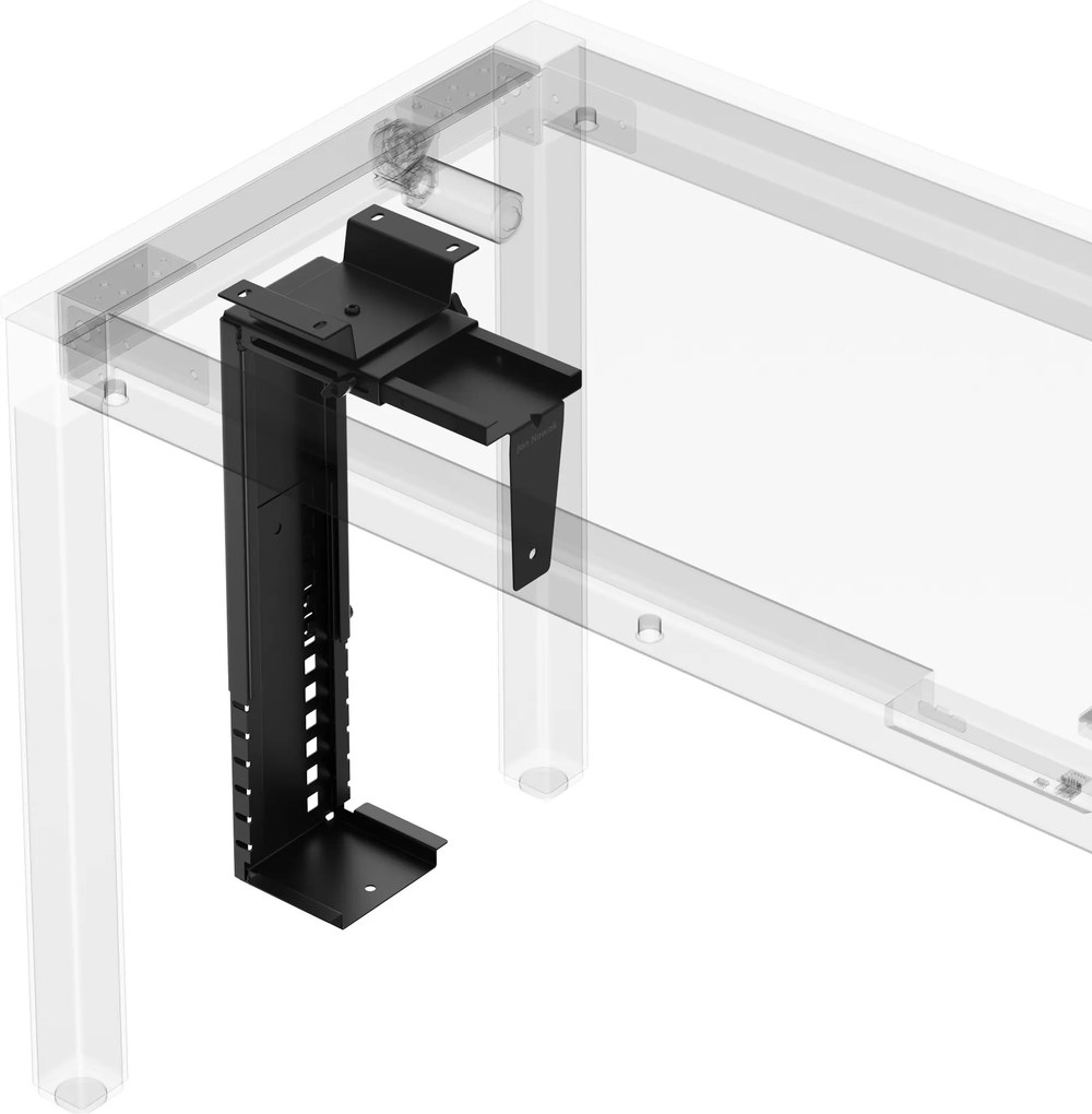 Držiak na počítač pod stôl, nastaviteľný, kovový, čierny: PC HOLDER