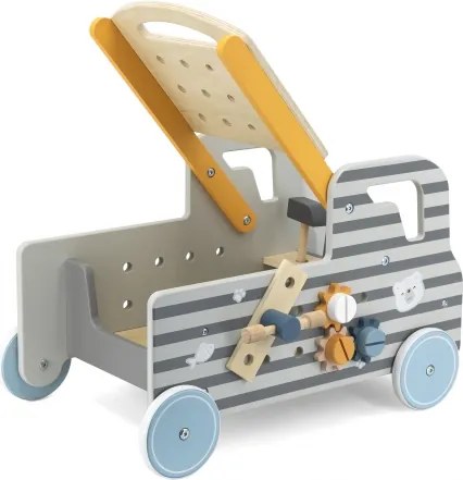 Vzdelávacie chodítko PolarB – drevené auto s náradím