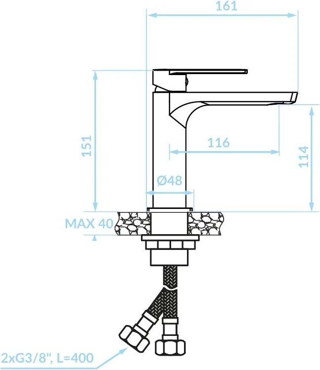Kuchinox Serta, stojanková umývadlová batéria h-151, chrómová, LAV-BKS_020D