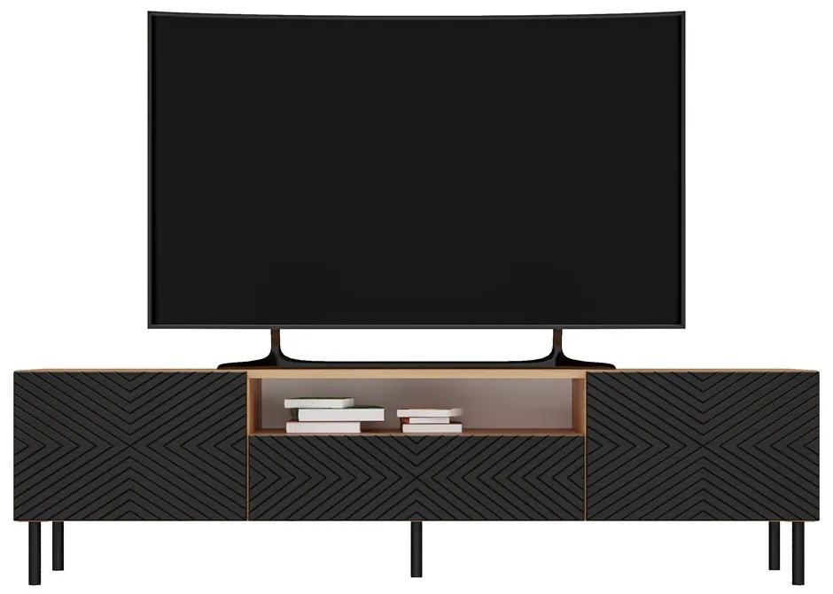 TV stolík KAMA 160 cm dub artisan/čierny II