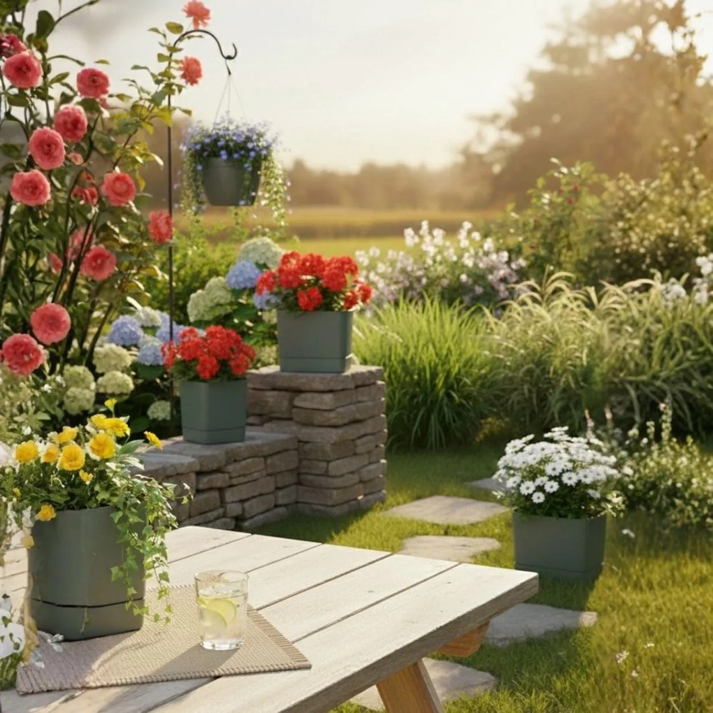 PLASTOVÝ KVETINÁČ CUBI 30X33 CM MÄTOVÁ