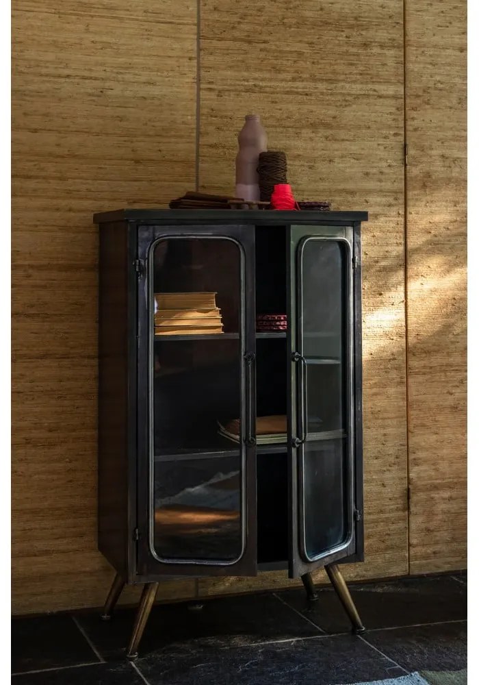 Čierna kovová vitrína 60x100x35 cm Denza – Dutchbone