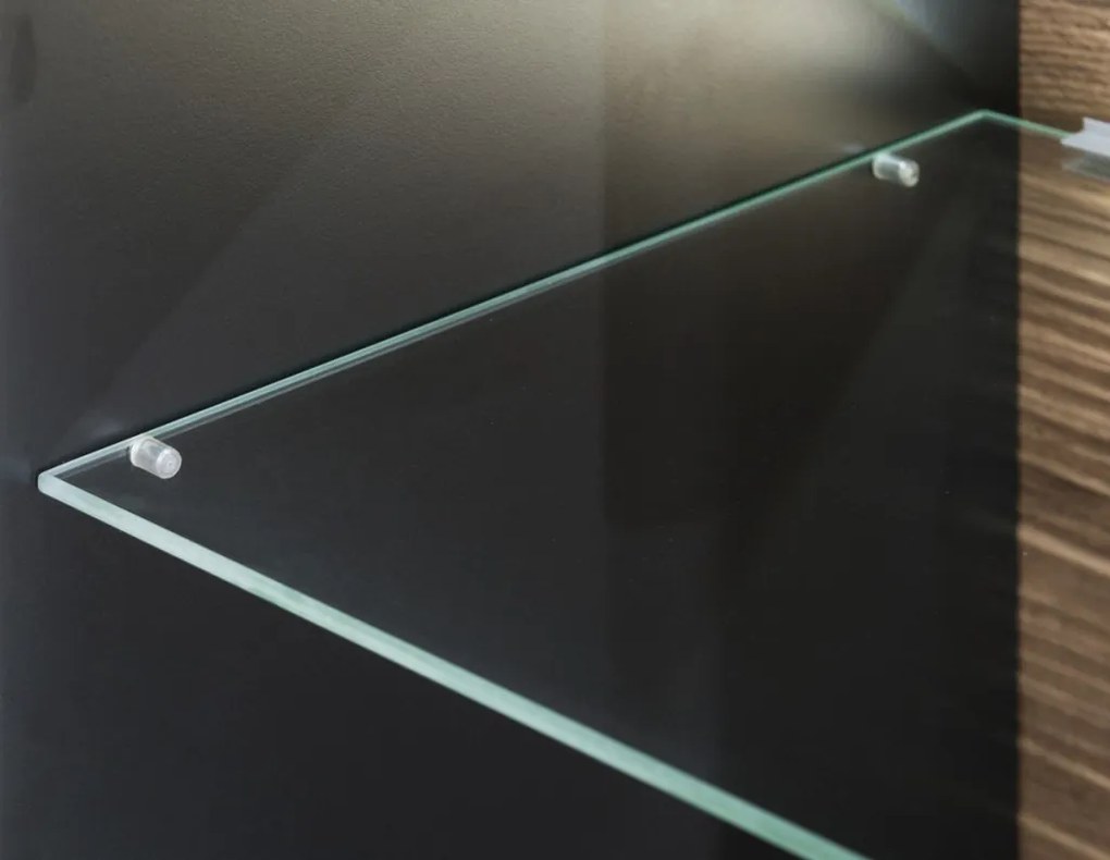 Vysoká vitrína Boston, čierna/dub ribbeck, s osvetlením, ľavá