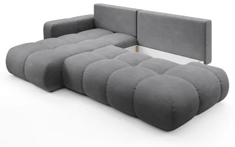 Rozkladacia rohová čalúnená sedacia súprava s úložným priestorom v tvare L ALMADA ľavá sivá