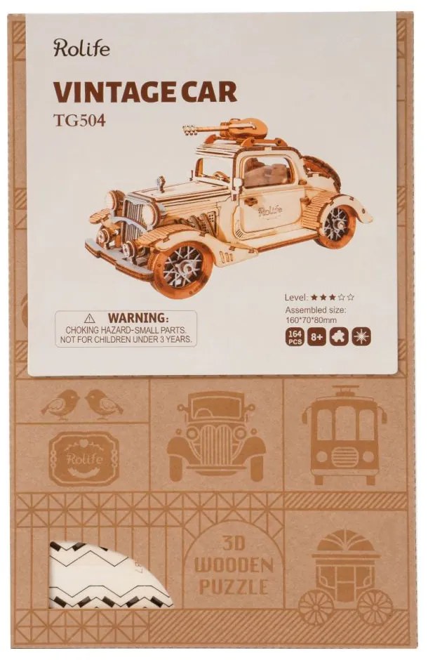 Robotime Rolife 3D drevené puzzle Historický automobil 164 ks