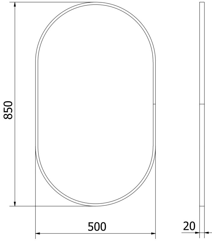 Mexen Loft, oválne kúpeľňové zrkadlo 85 x 50 cm, farba rámu zlatá lesklá, 9851-085-050-000-50