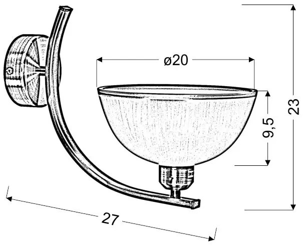 Candellux Lamp MANDARIN Nástenné svietidlo 1X60W E27 Shadewith stripe Dark Patina 21-47557