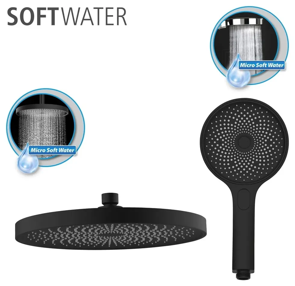 Čierny sprchový set z nerezovej ocele 120 cm Soft Water - Wenko