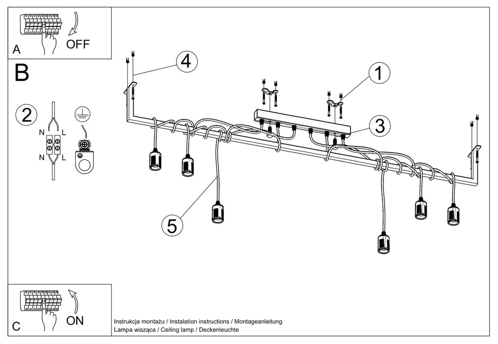 Závesné svietidlo Salamanca 6, betónové telo svietidla