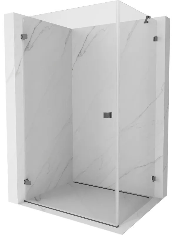 Mexen Lunar-B, sklápací sprchový kút ľavý 95 x 70 cm, 8mm číre sklo, profil grafit brúsený, 832-095-070-66-00-L