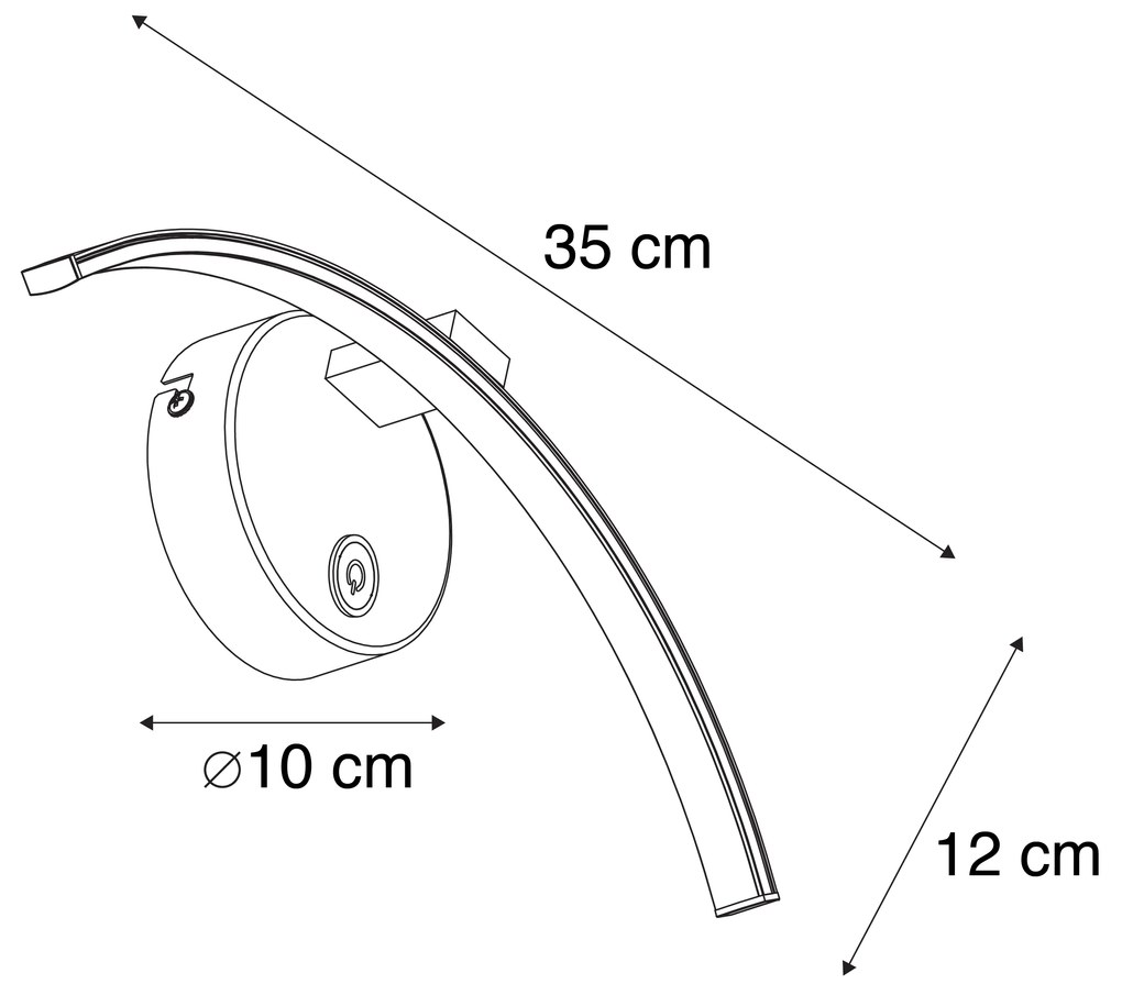 Moderná nástenná lampa oceľ vrátane LED s dotykovým stmievačom - Arch