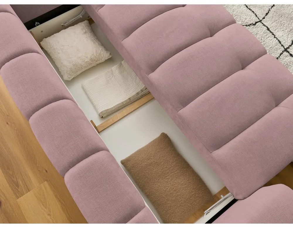 Ružová rozkladacia/s úložným priestorom pohovka 251 cm Fuji – Bobochic Paris