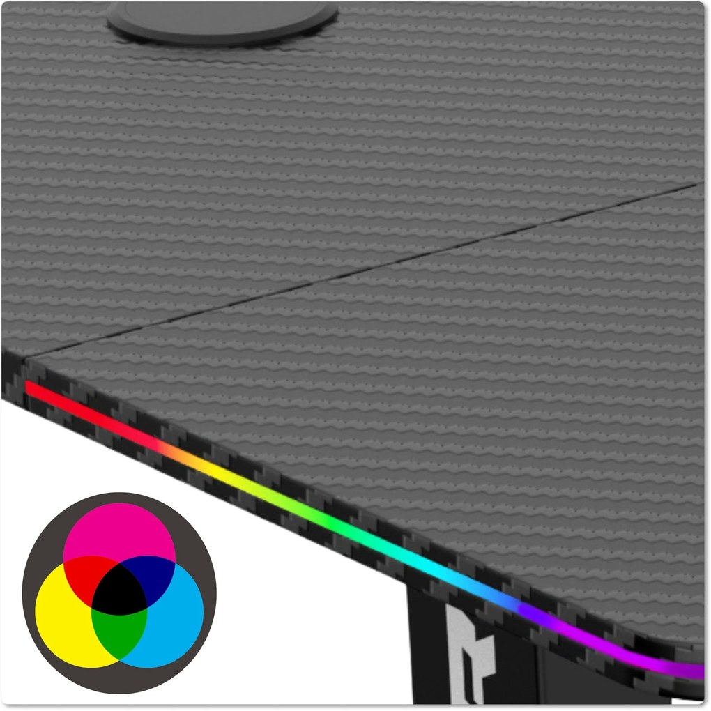 Výškovo nastaviteľný elektrický herný stôl SHADOW GAMER 2.0 LED RGB 120 cm čierny