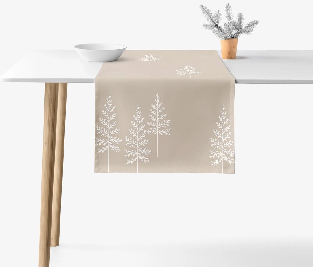 Goldea vianočný behúň na stôl 100% bavlnené plátno - severské stromčeky 20x120 cm