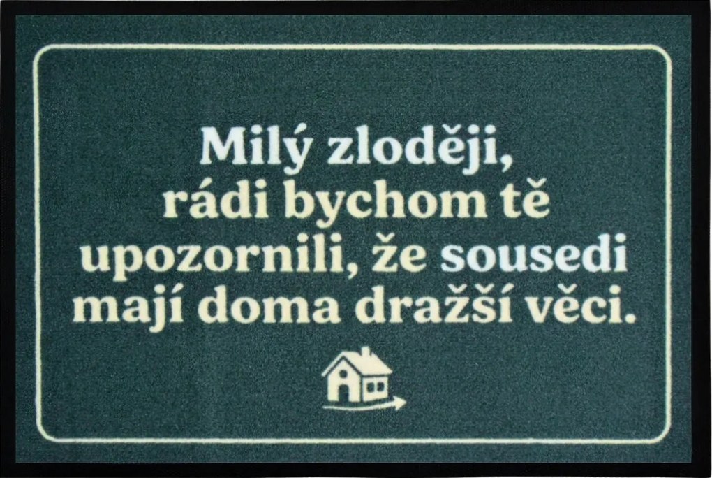Mercury Flooring, Rohožka Milý zlodej 40x60 cm - na von aj na doma, 40x60, zelená
