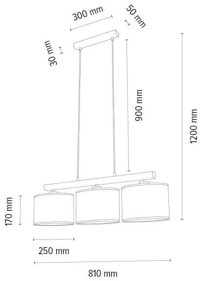 Spot-Light 1037400311537 - Závesný luster na lanku MERCEDES 3xE27/40W/230V dub