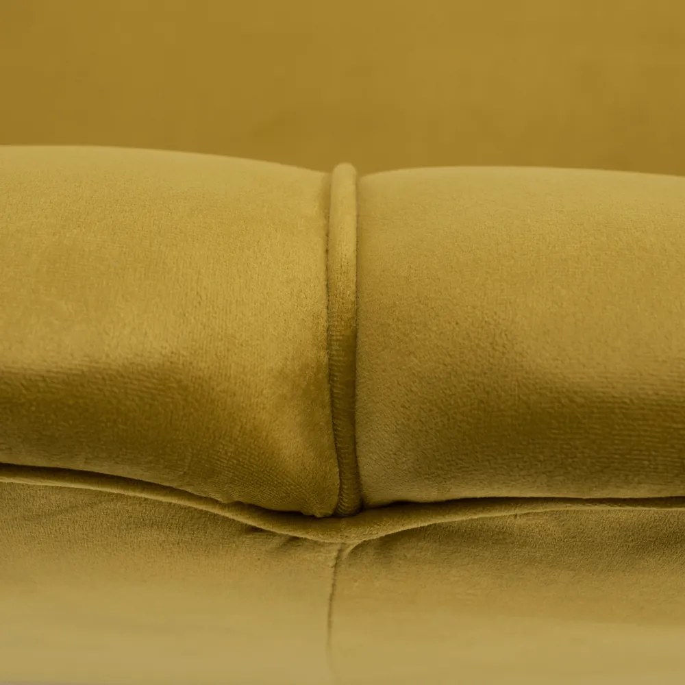 Kondela Lavica v štýle Art-deco, horčicová Velvet látka/gold chróm-zlatý, NOBLIN