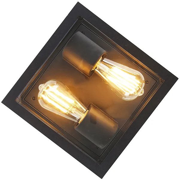 Inteligentné stropné svietidlo čierne IP44 2-žiarovkové vrátane Wifi ST64 - Charlois