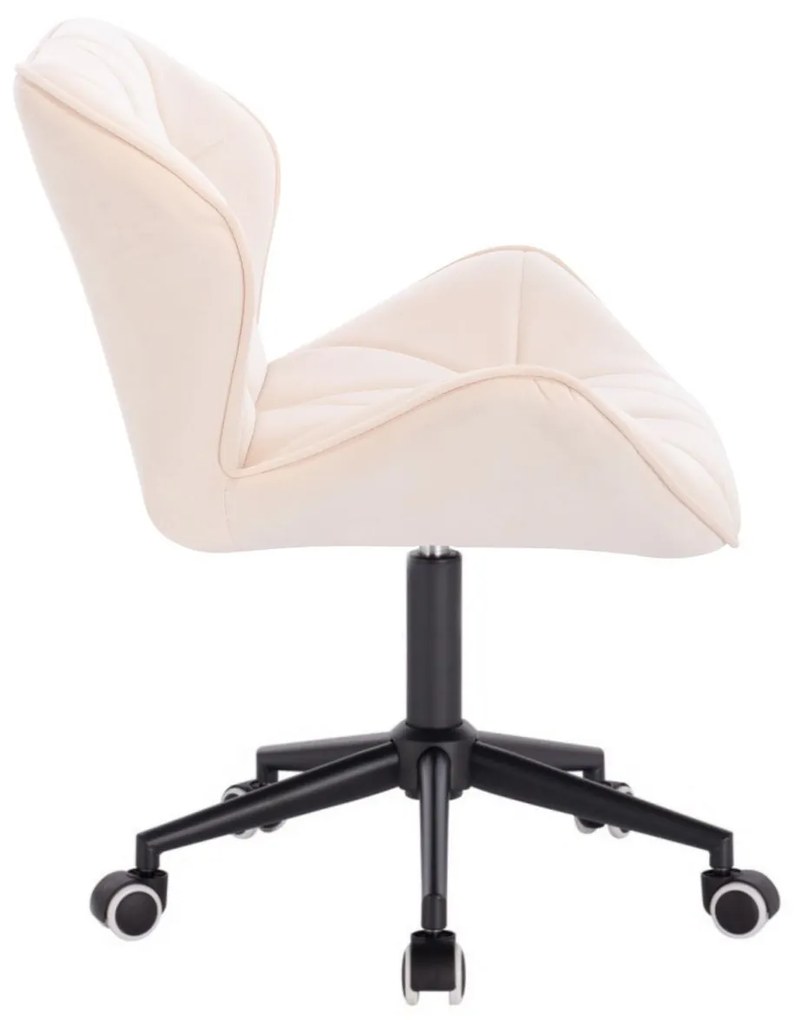 LuxuryForm DESIGN Stolička MILANO VELUR na čiernej podstave s kolieskami - krémová