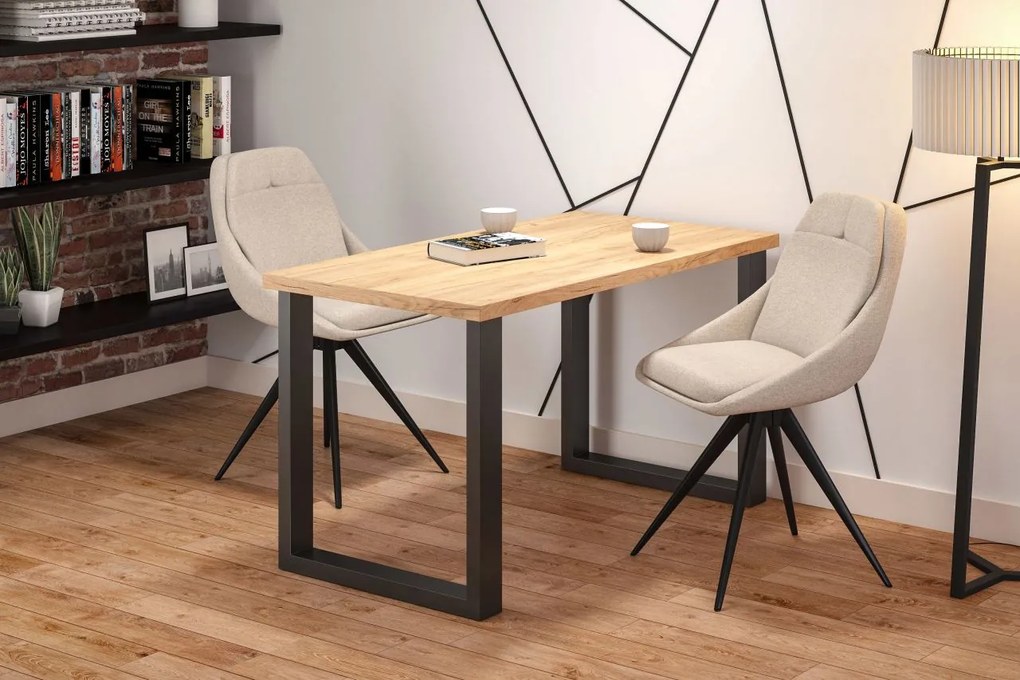 Vintino Jedálenský stôl ALVARO 128 × 67 cm – dub zlatý craft / čierna oceľ