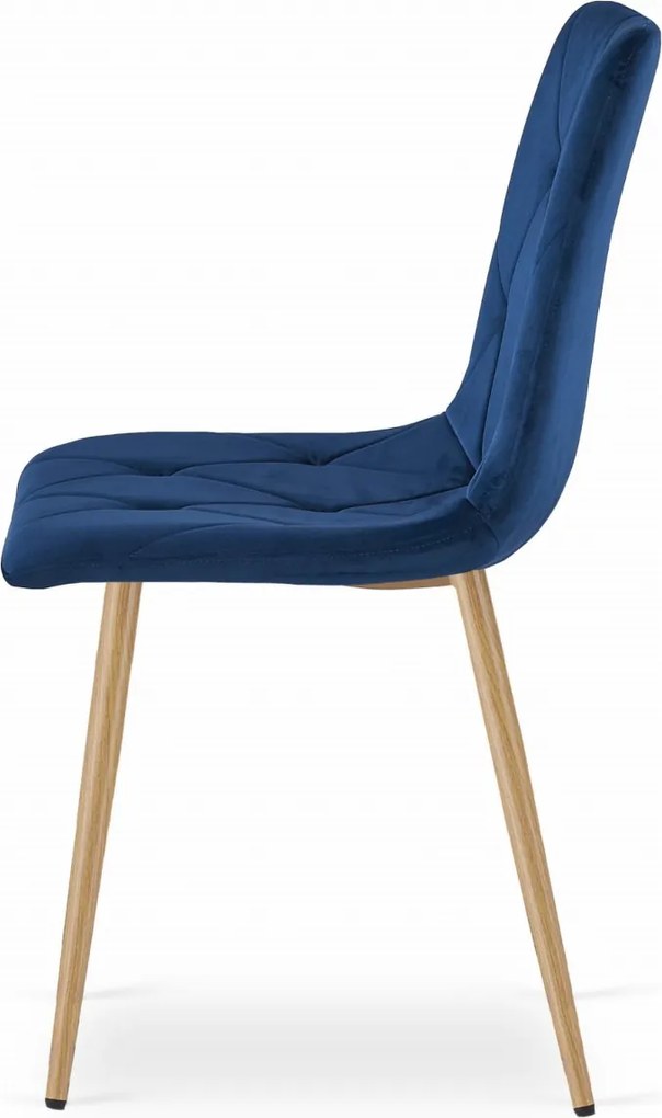 Modrá zamatová jedálenská stolička LIBRA