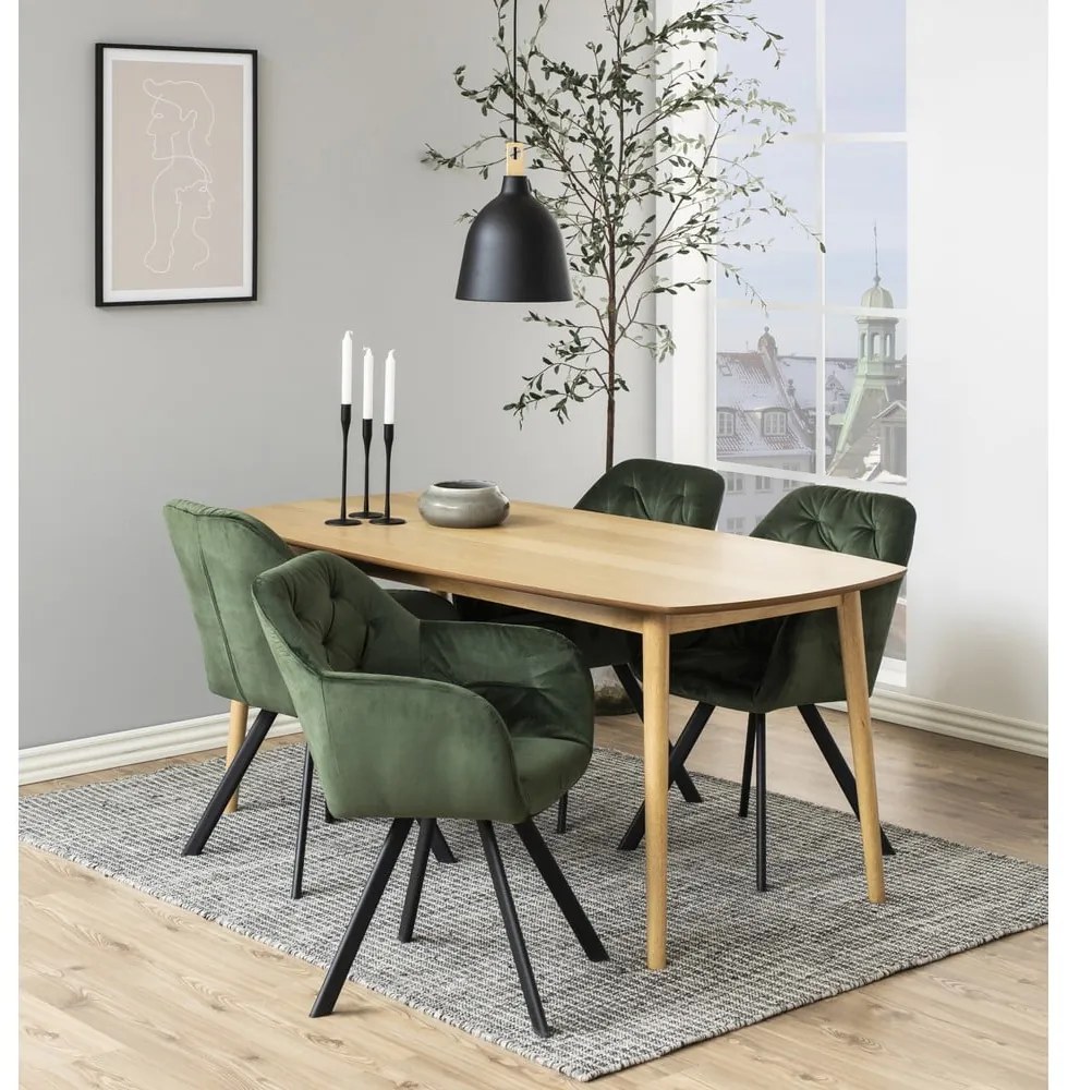 Zelené čalúnené jedálenské kreslo s podrúčkami Lola – Actona