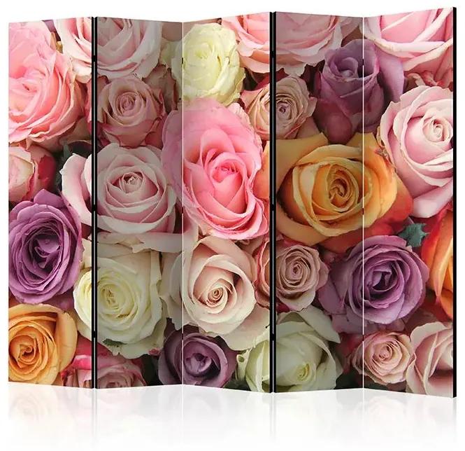 Paraván - Pastel roses II [Room Dividers] Veľkosť: 225x172, Verzia: Jednostranný