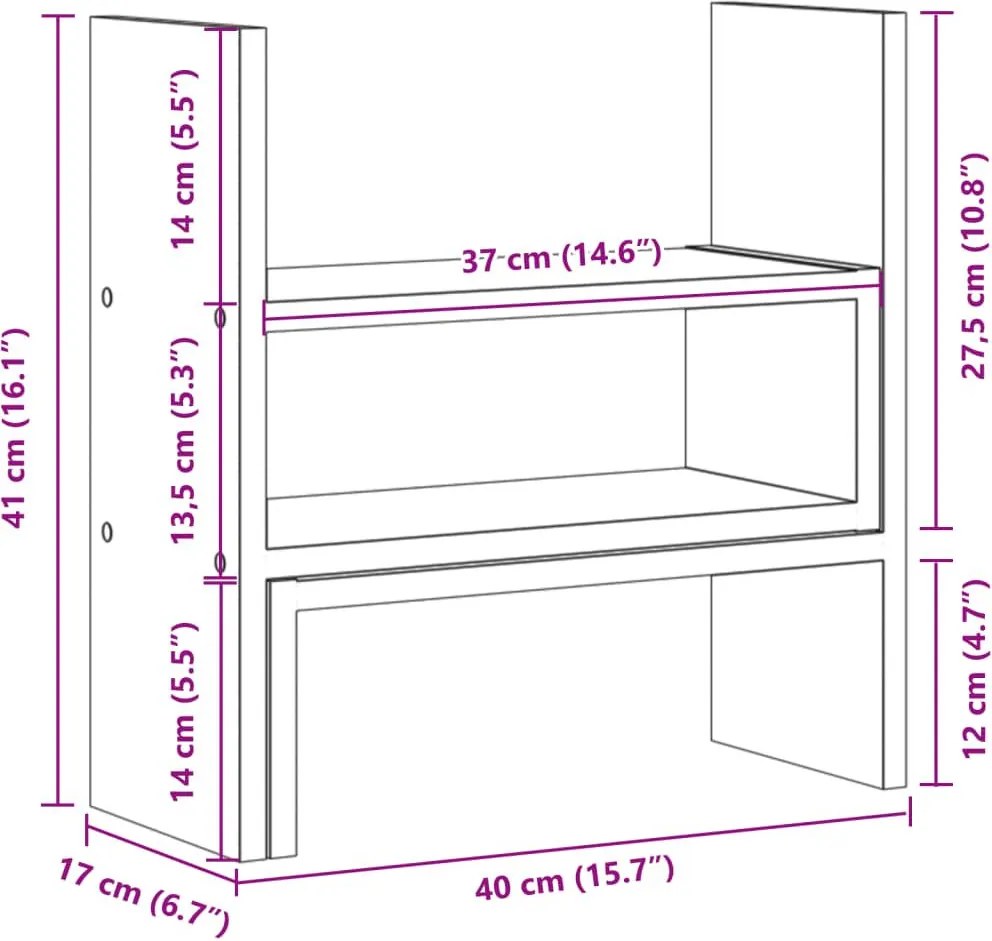 vidaXL Stolový organizér nastav. staré drevo 40x17x41cm kompozit.drevo