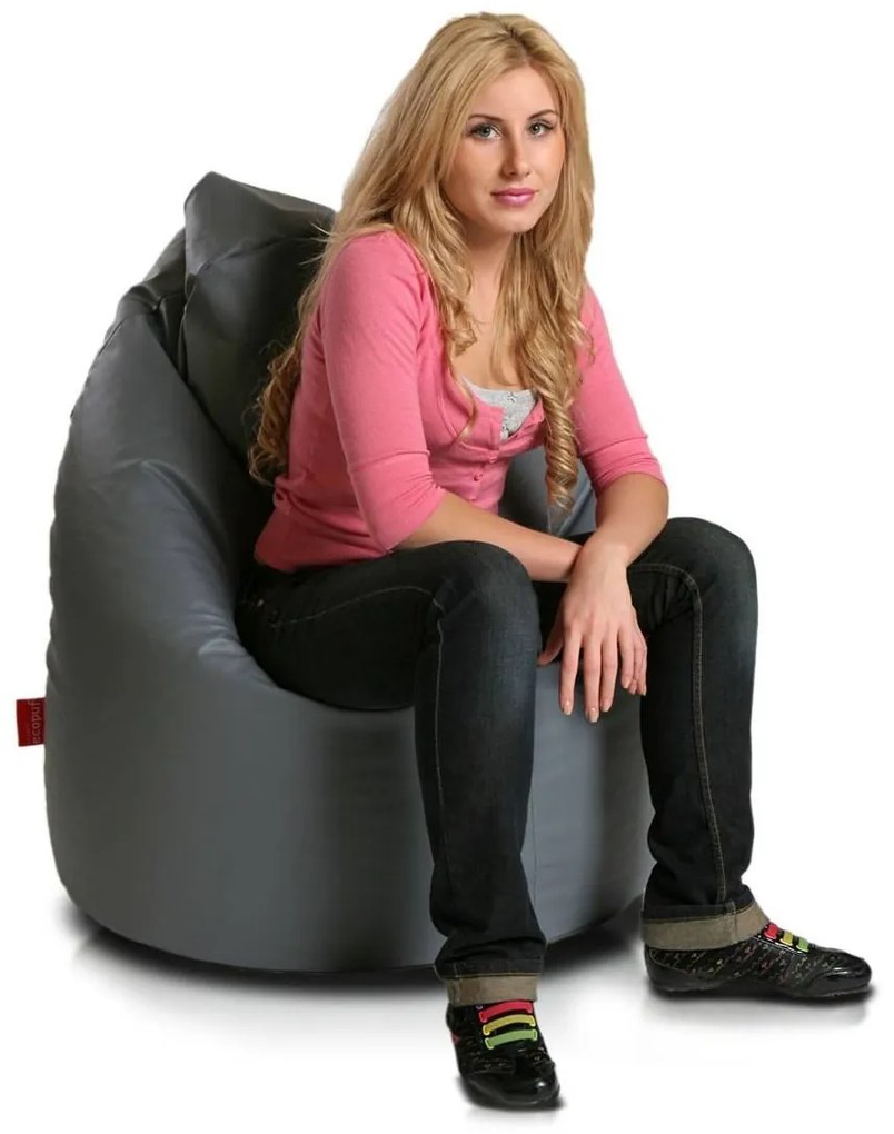 INTERMEDIC SK - Sedací vak Mega Sako z ekokože 135x85 cm | relaxačné a pôrodné kreslo, 335 l Farba: E15 - Sivá tmavá (Ekokoža)