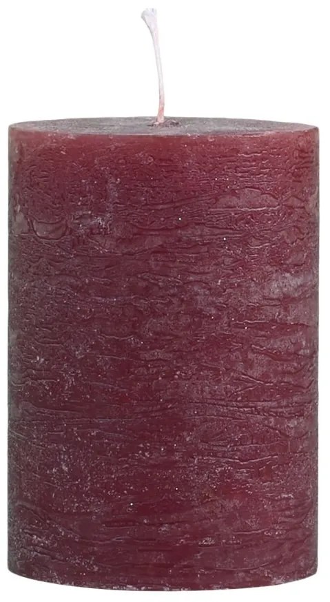 Červená široká sviečka Rustic pillar red - Ø 7*10cm/ 40h
