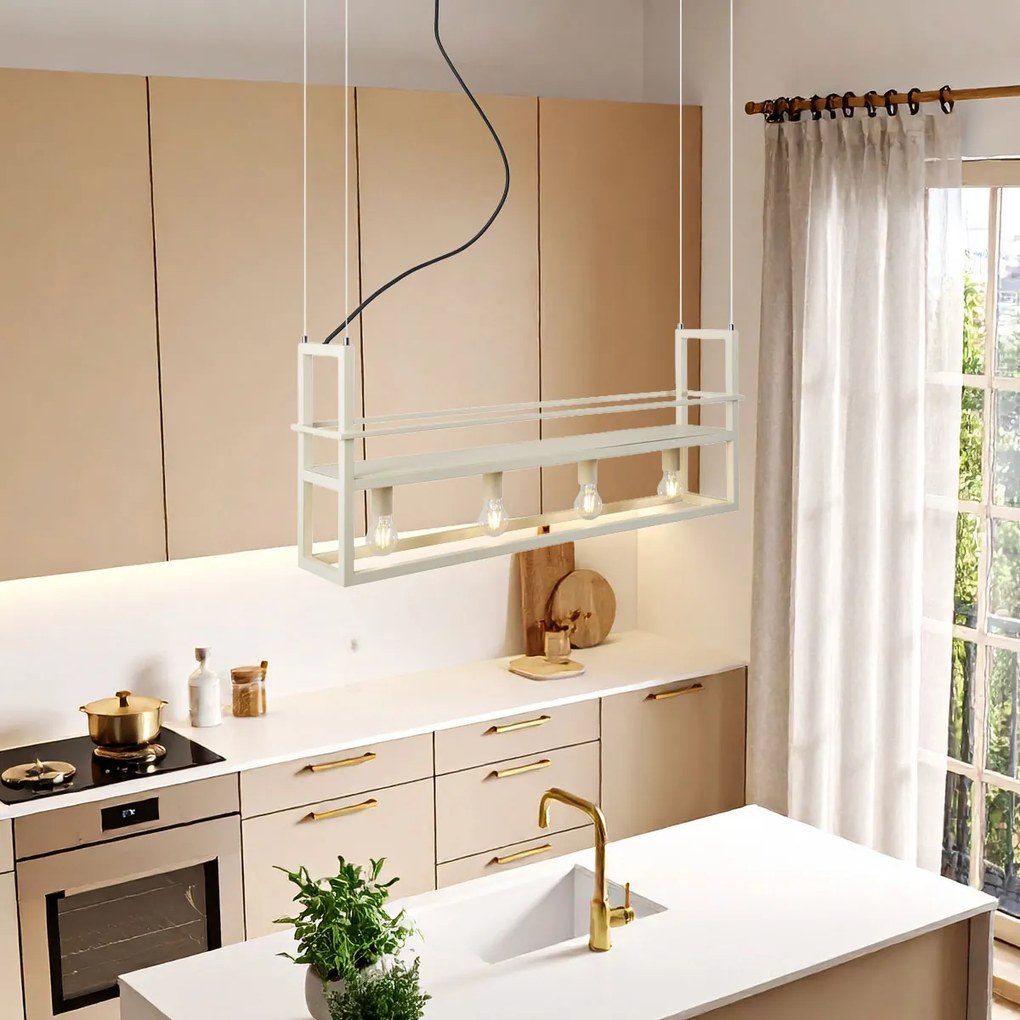 Priemyselné závesné svietidlo béžové 4-svetlá - Cage Rack