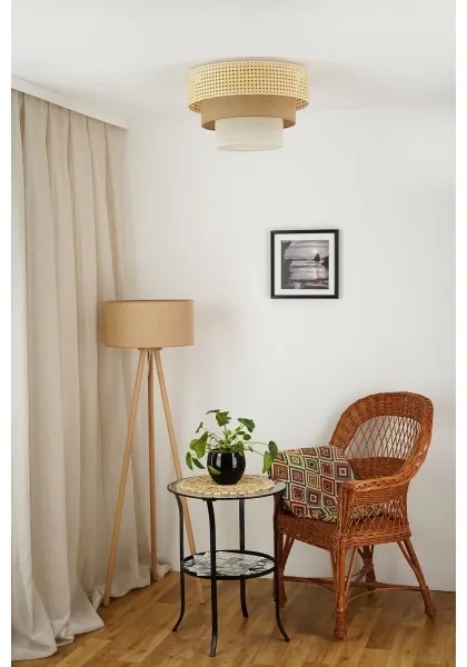 Brilagi-Stropné svietidlo CEDAR LUNETA 1xE27/15W/230V pr. 45 ratan/hnedá/krémová