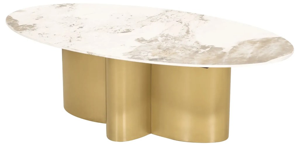 Konferenčný stolík Modig 130 cm zlatý/mramor