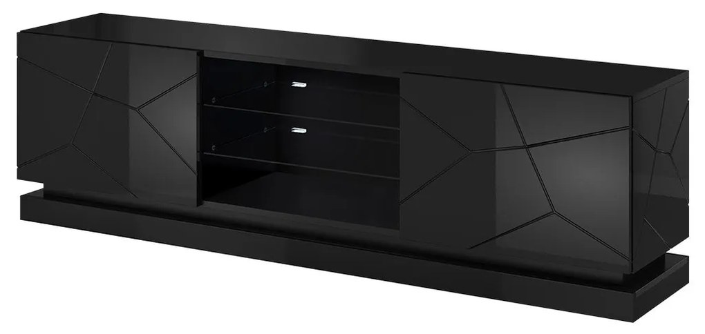 TV skrinka Agnes 200, Osvetlenie: osvetlenie LED RGB - farebné, Farby: biela / biely lesk
