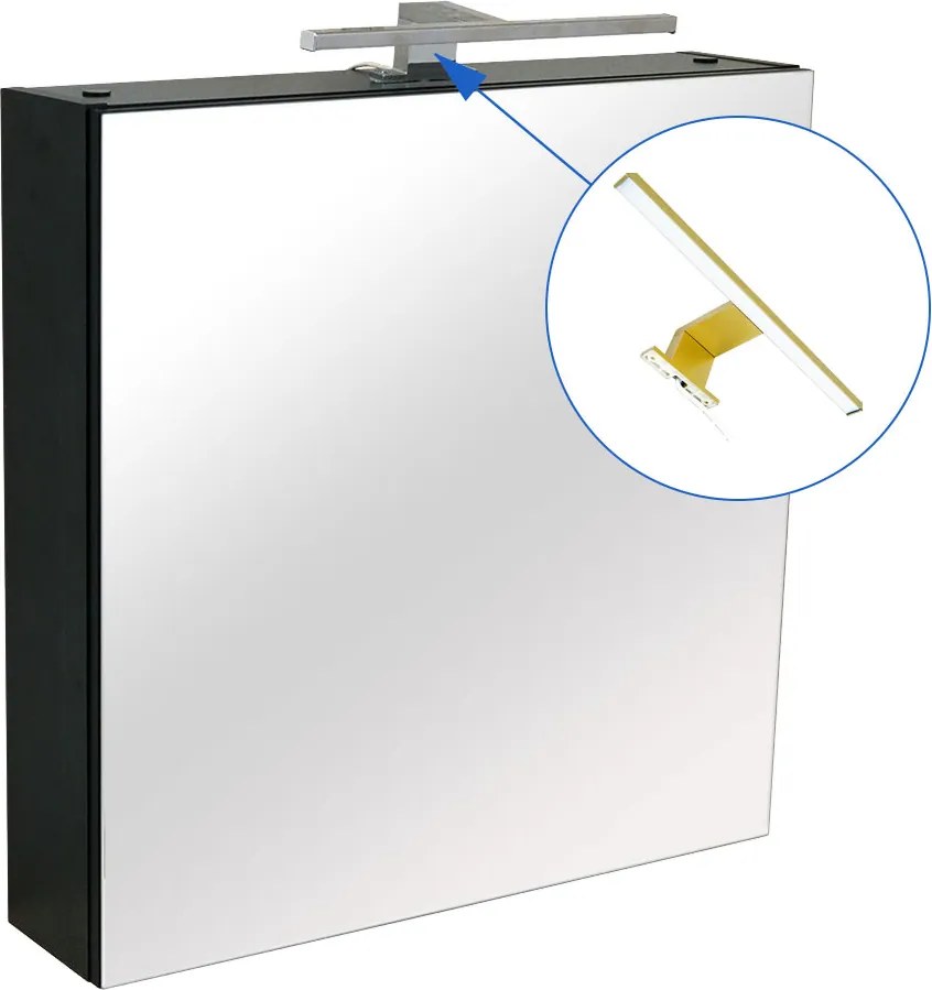 Comodo Zrkadlová skrinka Amata B 60 ZS LED-G s osvetlením Any LED 30 G, zlatá