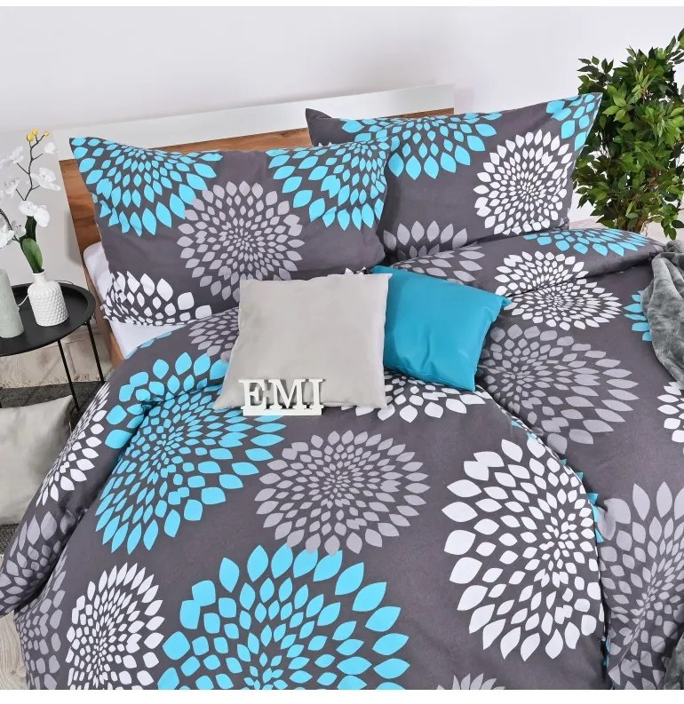 Obliečky bavlnené Denver sivo-modré EMI, Vankúš 45x65