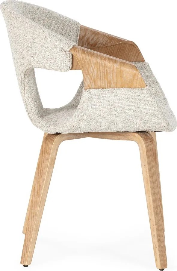 Béžové čalúnené jedálenské kreslá v súprave s podrúčkami 2 ks Elif – MOME