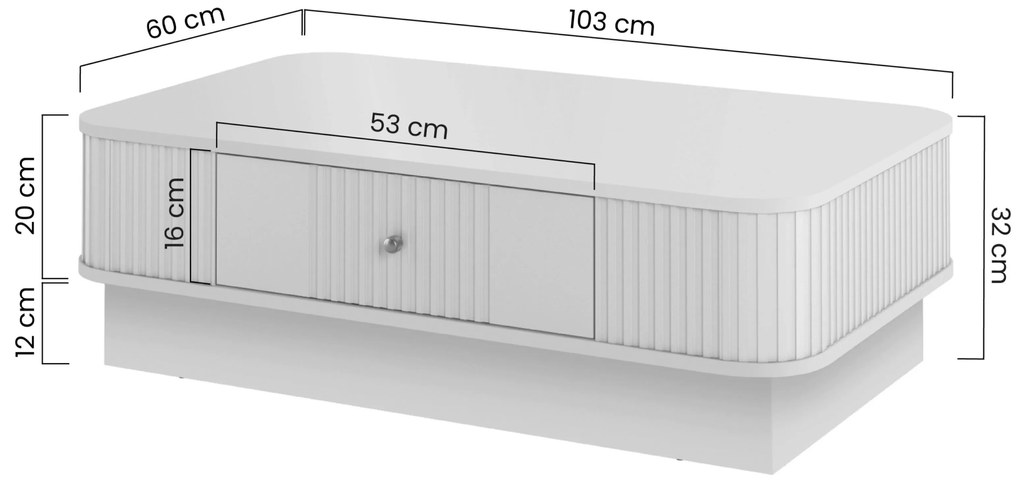 Konferenčný stolík so zásuvkou Vesper 103x60 cm na sokli - čierny / zlatá úchytka