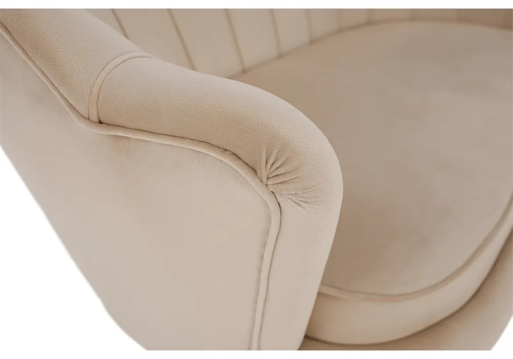 Lavica v štýle Art-deco, béžová Velvet látka/gold chróm-zlatý, NOBLIN
