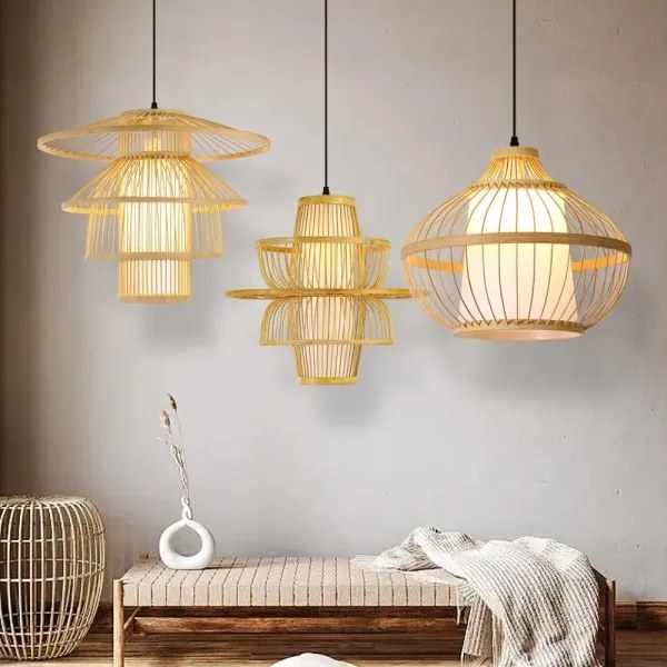 Immax 08255L - Luster na lanku PINCHOS 1xE27/40W/230V pr. 50 cm bambus