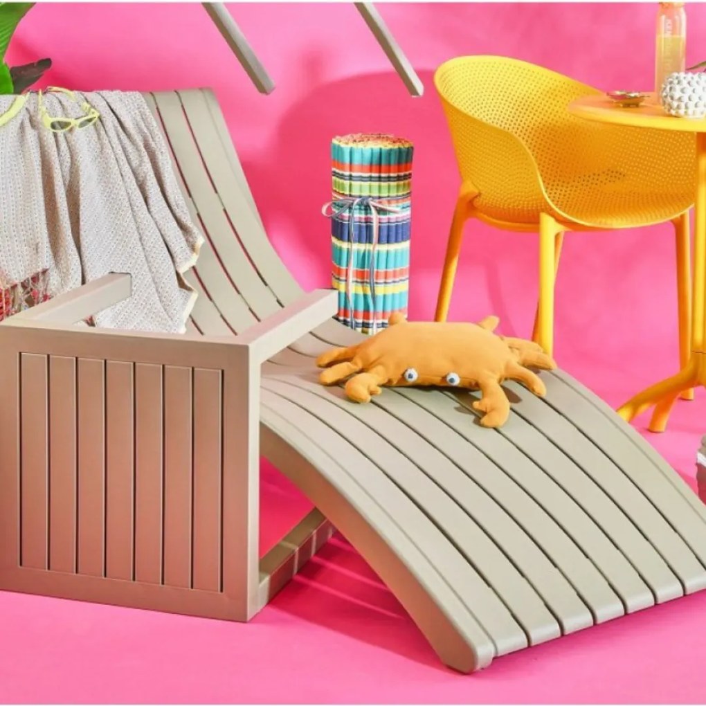 SLIM záhradné lehátko taupe