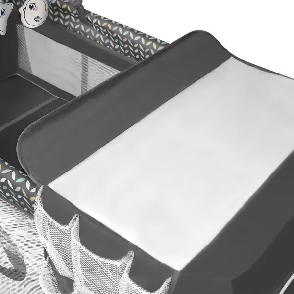 Lionelo - Cestovná postieľka FLOWER Sivá Scandi