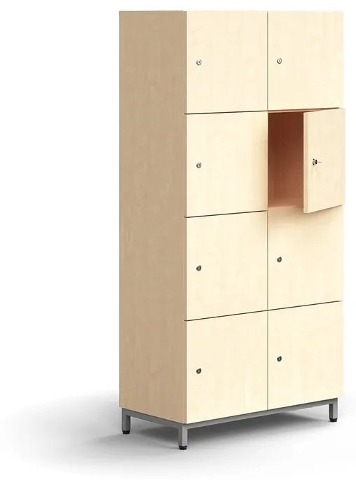 Priehradková skrinka QBUS, 8 priehradiek, na nožičkách, 1636x800x420 mm, strieborná, breza