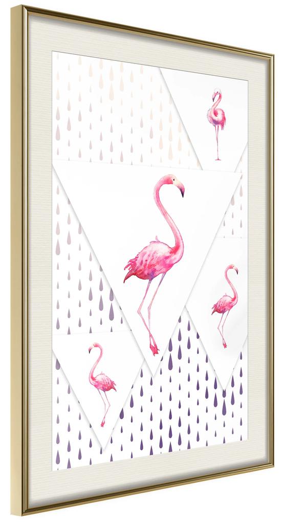 Artgeist Plagát - Flamingo Family [Poster] Veľkosť: 20x30, Verzia: Čierny rám s passe-partout