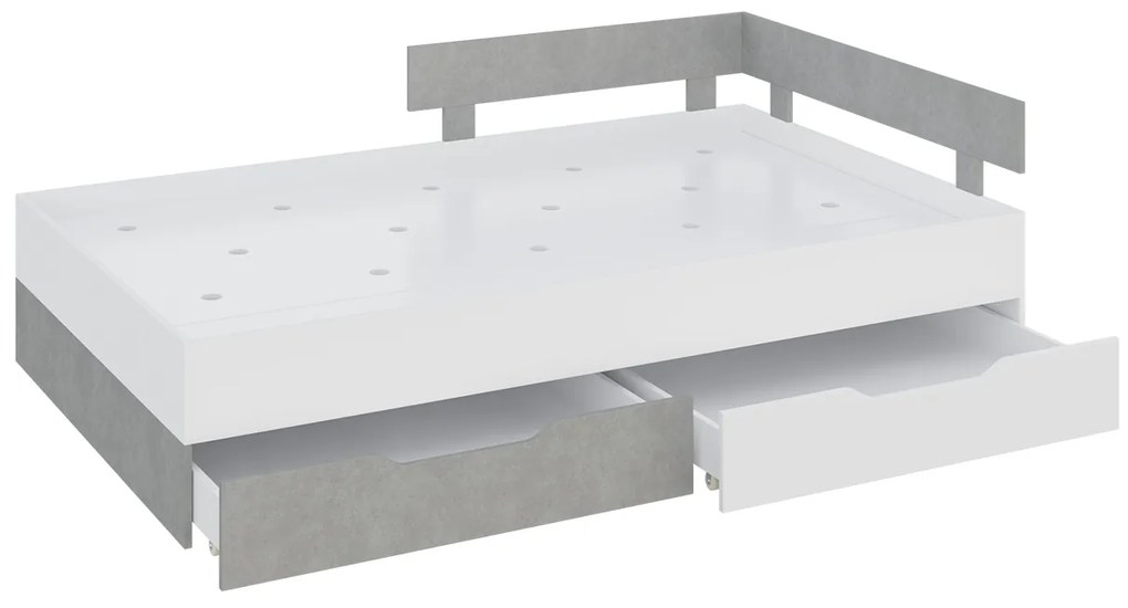 Posteľ s úložným priestorom Hanoi PR15 / PR16 L/P, Rozmer postele: 120x200, Farby: biely / beton