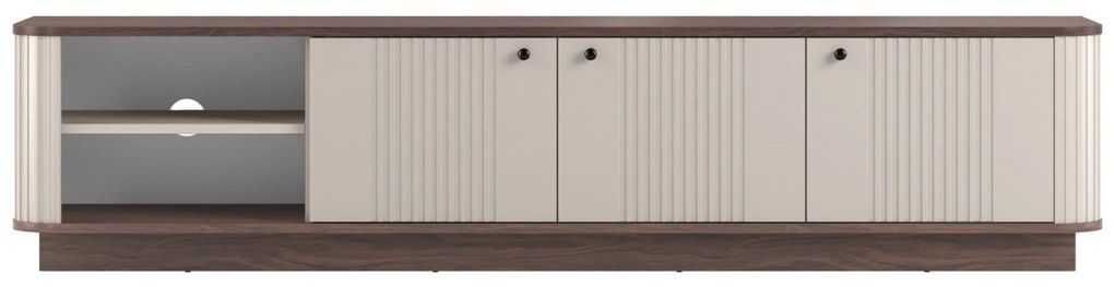 TV skrinka Vesper 3D 187 cm na sokli - kašmír / orech / čierne úchytky