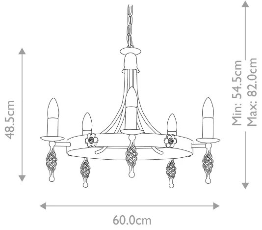 Elstead BY5-BLACK - Luster na reťazi BELFRY 5xE14/60W/230V