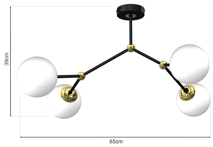 Stropné svietidlo Joy, 4x biele sklenené tienidlo, b/g
